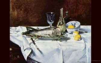 Still Life With Salmon Edouard Manet Wallpaper