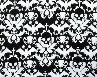 Skull Damask Unique Wedding Goth Rockabilly Hippie