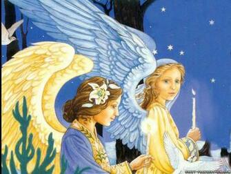 Angel Christmas Scene Angels Wallpaper