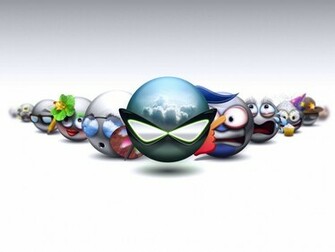 Smiley Faces Digital 3d Desktop Wallpaper Screensaver Background