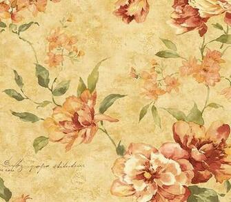 Coral Romance Floral Trail Wallpaper Traditional