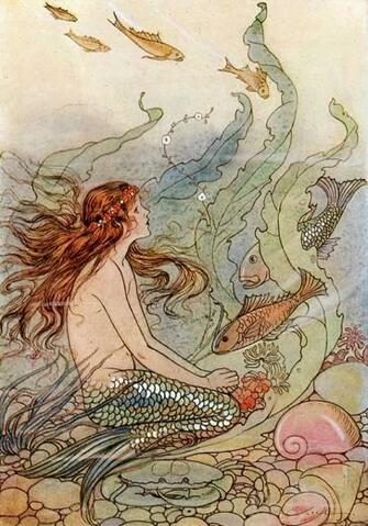 Vintage Clip Art Mermaid Watercolor And Seashells