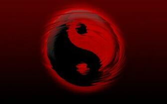 Wallpaper Yin Yang Ripple Red And Black