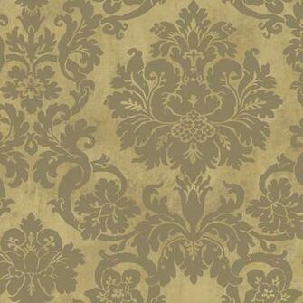 Khaki Large Medallion Damask Wallpaper Traditional By