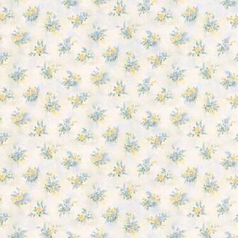 Blue And Yellow Scroll Wallpaper Light Floral Bouquet