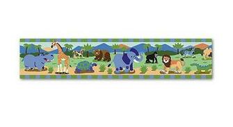 Safari Jungle Kids Wallpaper Border Wild Animals For Boys Green Blue