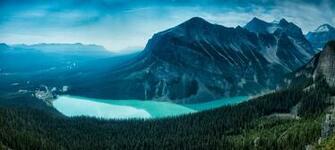 Lake Louise Alberta Canada Mountains Forest Wallpaper