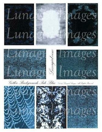 Blue Gothic Background Digital Collage Sheet Atc Vintage Image