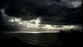 Dark Lake Sunlight Stormy Nature Landscape Trees HD Wallpaper Jpg