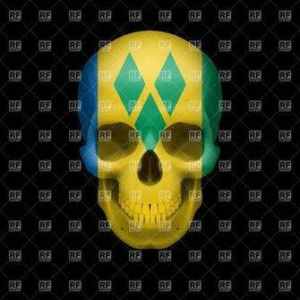 Human Skull With Flag Of Saint Vincent And The Grenadines Vector