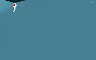 Kitten Holding On To The Blue Background Wallpaper Minimalistic