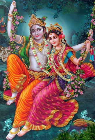 Radha Enjoying With Krishna On Swing In Garden Findmessages