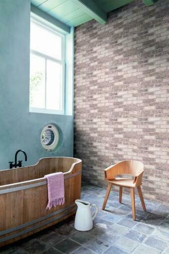 Grey Running Brick Wallpaper Walls Republic