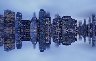 New York City Manhattan Harbor Mist Reflection Wallpaper Photos