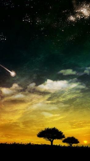 Lone Tree And Shooting Star Ipod iPhone Wallpaper