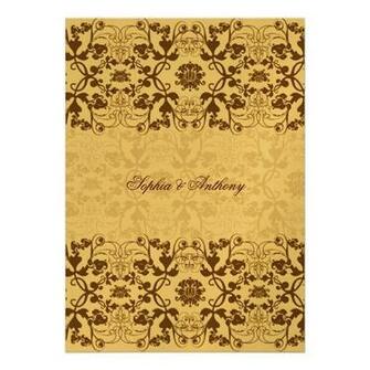 Damask Swirls Lace Coffee Wedding Invitation Cards