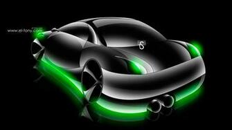 Tony Style Back 3d Green Neon Car HD Wallpaper Design By