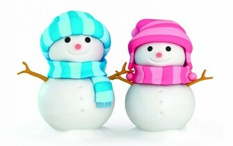 Cute Little Snowmans HD Wallpaper
