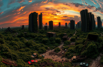 Destroyed City Background