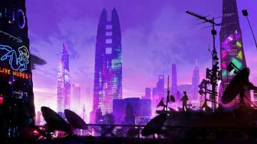 Cyberpunk City Minimalist Digital Art 4k Wallpaper