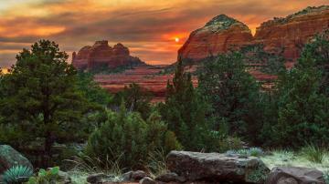 Red Sunset Schnebly Hill Road Sedona Arizona Usa Kde Store
