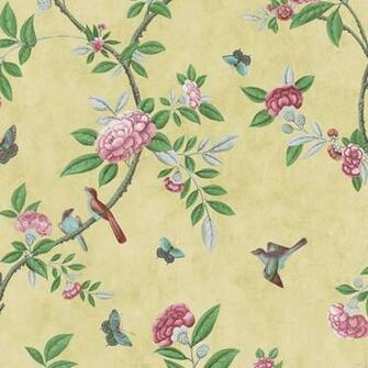 Graham Brown Chinoiserie Bird Butterfly Floral Leaf Wallpaper