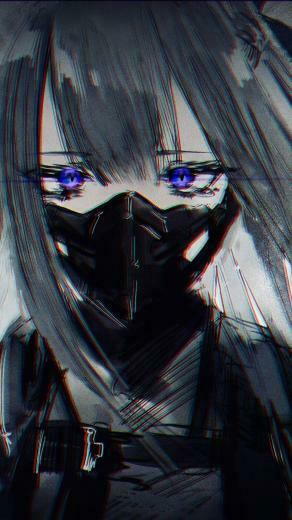 Girls Frontline Ak Mask Sad Face Blue Eyes Anime In