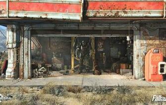 Wallpaper Fallout Wasteland Suit Refueling Parking Robot
