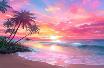 Pink Beach Sunset Wallpaper
