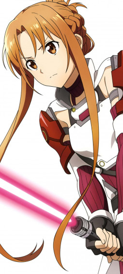 A Girl With Long Hair Holding Pink Saber Wallpaper