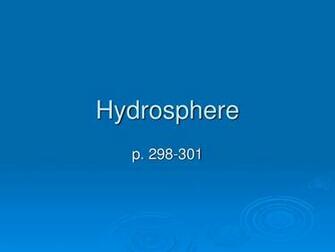 Hydrosphere P Ppt