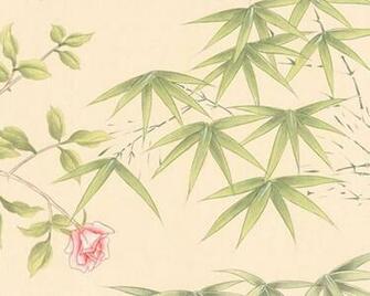 Bamboo Floral Hand Made Non Woven Wallcovering Chinese Wallpaper