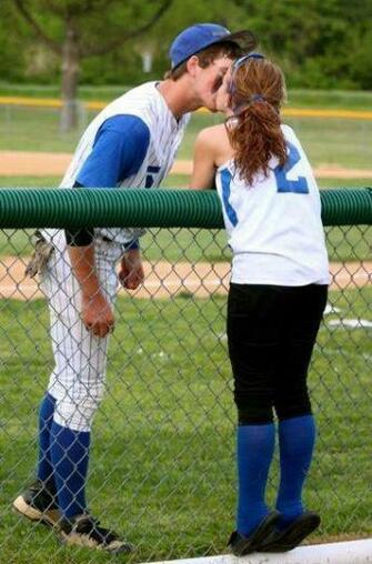 Baseball Couples Cute Kiss Image On Favim