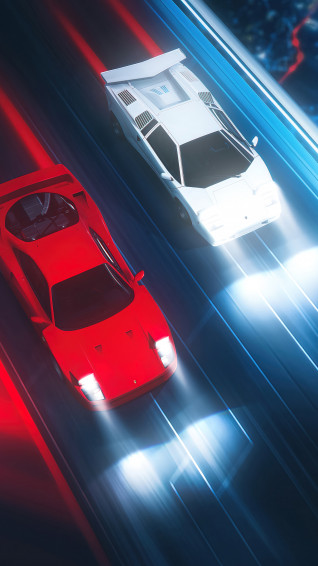 Ferrari F40 Vs Lamborghini Sports Car Race Digital Art HD 4k