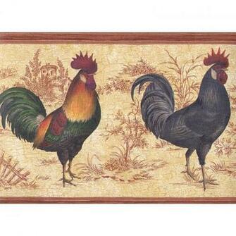 Wallpaper Border Chickens Rooster Toile