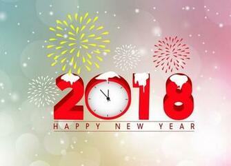 New Year Banner Fireworks Numbers Bokeh Background