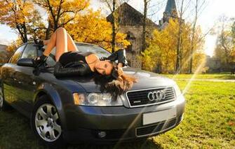 Wallpaper Auto Grass Girl Audi Girls Image For Desktop
