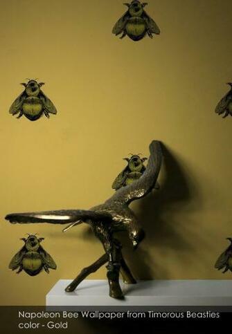 Napoleon Bee Wallpaper From Timorous Beasties In Gold