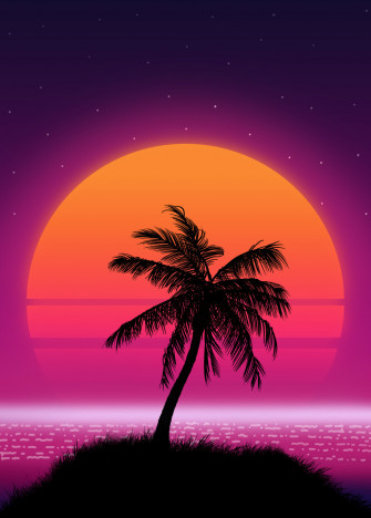 Palm Sunset 80s Wall Mural Buy Online At Europosters