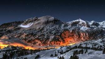 Ice Mountains Landscapes Snow Night Fire Deviantart High Definition