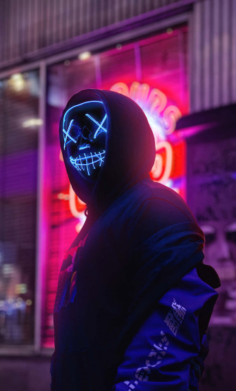 Mask Boy Black Neon Aesthetic Wallpaper