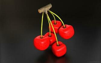 Green 3d Red Multicolor Fruits Plants Cherries