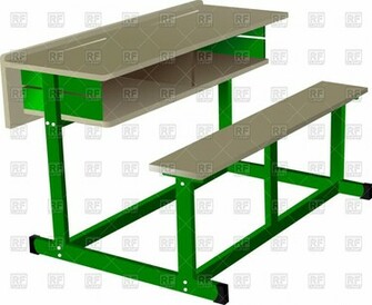 School Desk Isolated On White Background Royalty