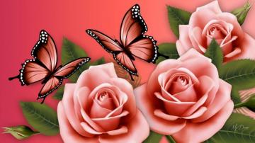 Flowers And Butterflies Wallpaper At