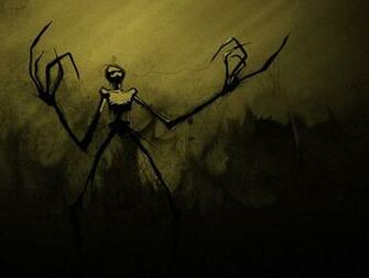 Scary Monster Wallpaper Thin With Long Arms In The Darkness Of