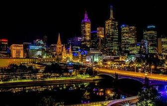 Wallpaper Trees Night Bridge Lights River Home Skyscrapers