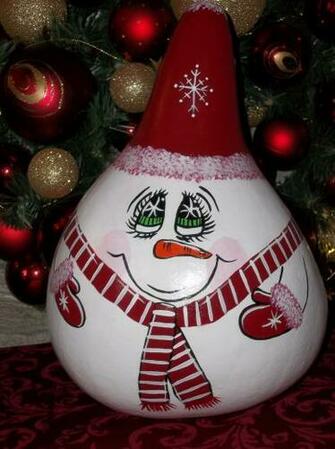 Hand Painted Snowman Gourds Image Of Red Gourd