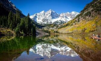 Snow Forest Maroon Bells Colorado Aspen Autumn Wallpaper Background