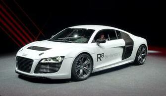 New White Audi R8 E Tron In Launch Seminar Wallpaper HD