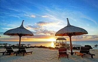 Chairs Tropical Paradise Beach Vacation Wallpaper Photos